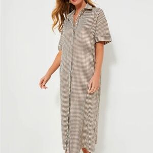 POMANDER PLACE Brown Gingham Seersucker Zacara Dress